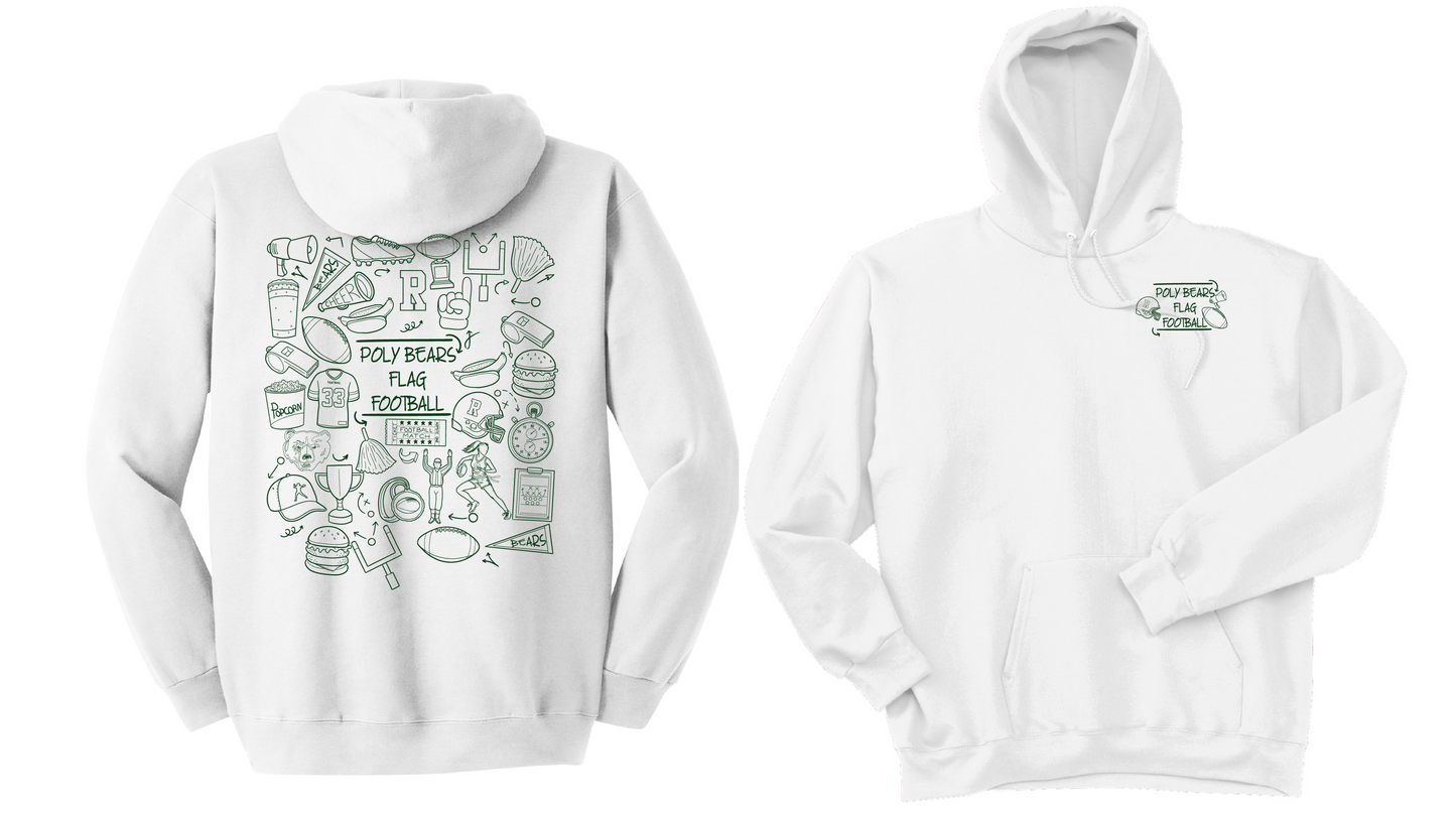 Poly Flag Football Doodle Crewneck or Hoodie