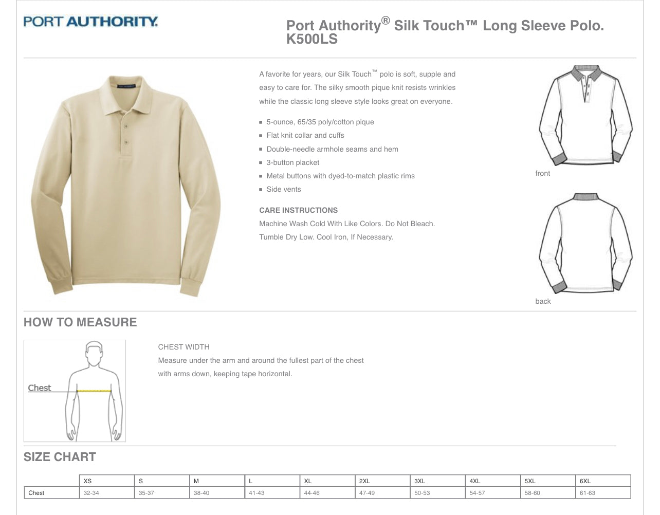 Men's Silk Touch Long Sleeve Polo HACSB