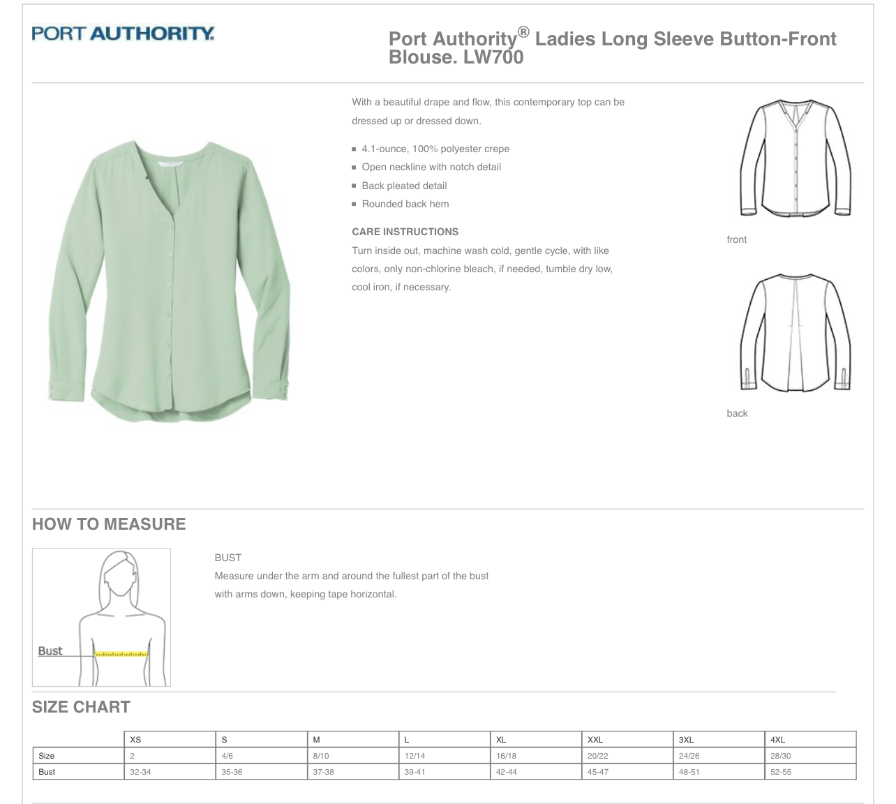 Ladies Long Sleeve Button-Front Blouse HACSB