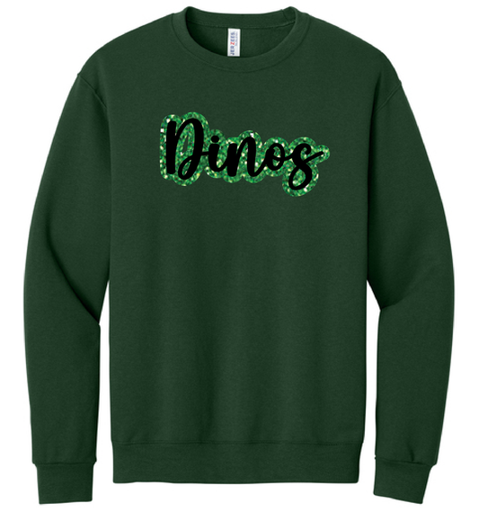 Sunnyslope Dino Glitter Puff Crewneck
