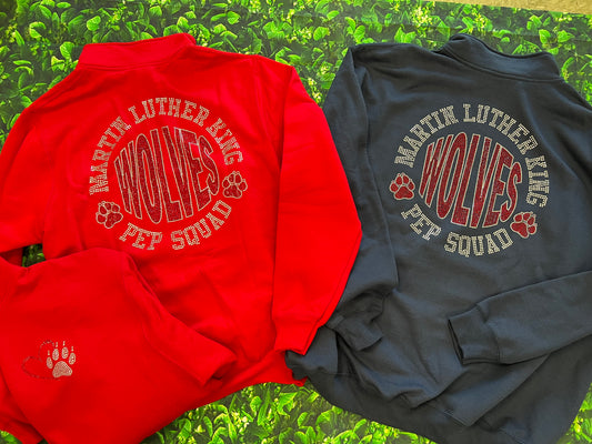 1/4 Zip RHINESTONE Wolves Pep Squad Sweater