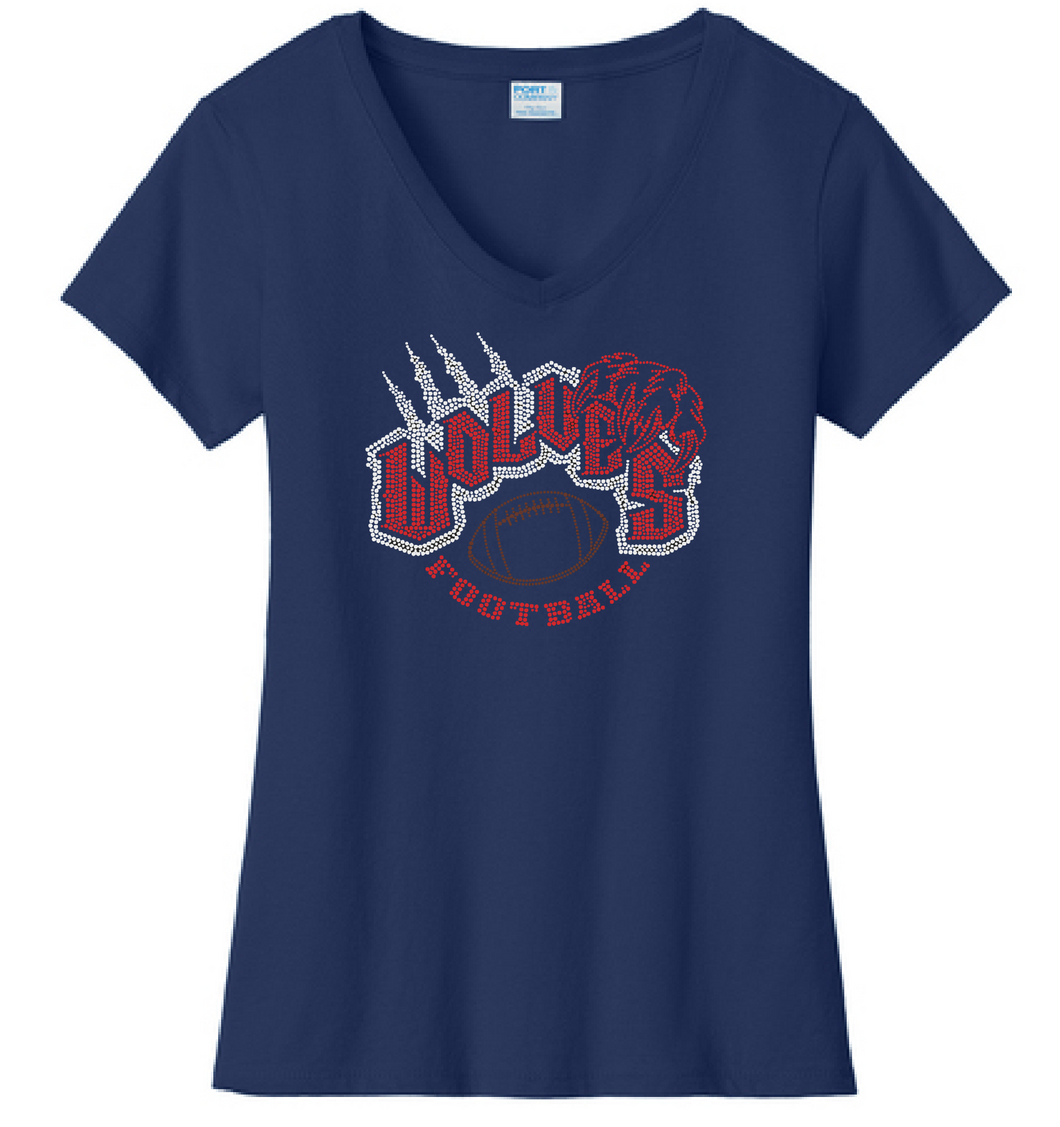 MLK Football V-neck Rhinestone