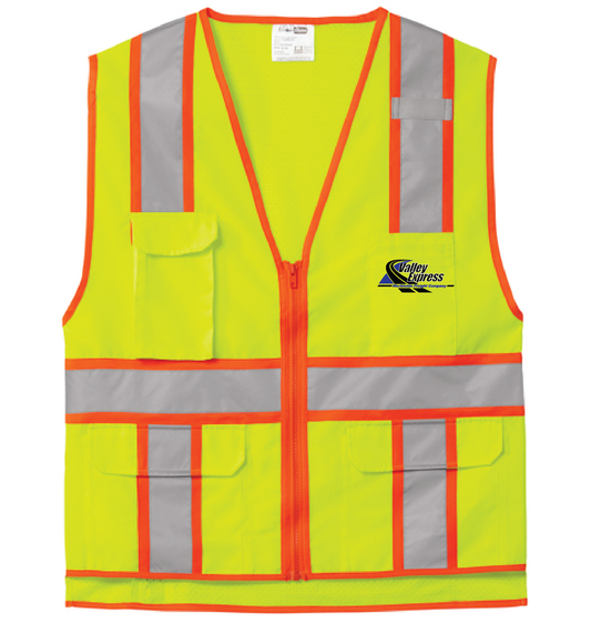 Valley Express NSI 107 Class 2 Surveyor Zippered Two-Tone Vest
