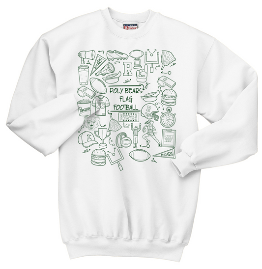 Poly Flag Football Doodle Crewneck or Hoodie