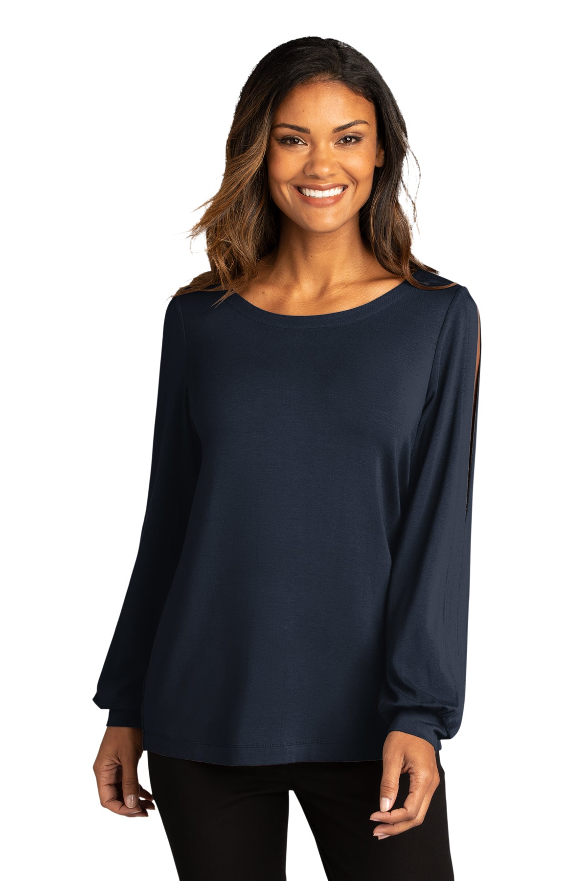 JUSD Ladies Luxe Knit Jewel Neck Top LK5600