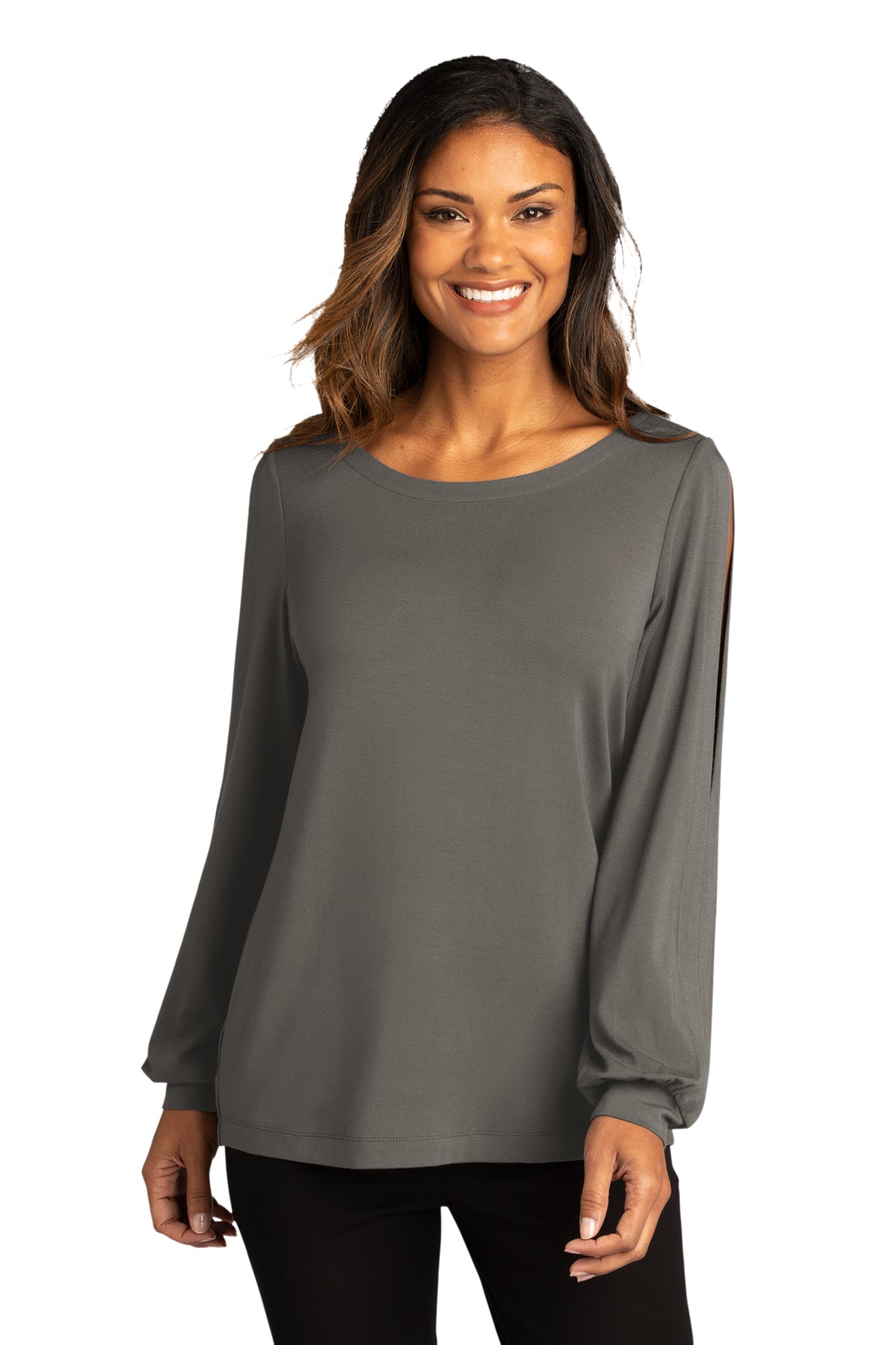 JUSD Ladies Luxe Knit Jewel Neck Top LK5600