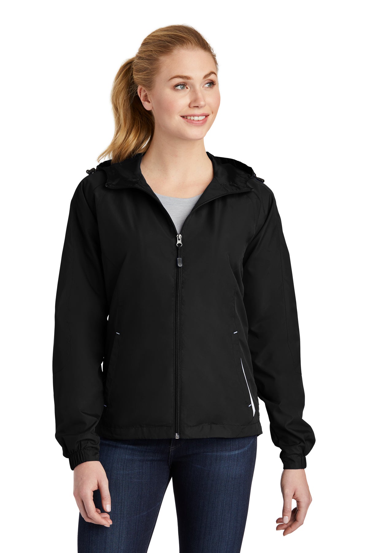 JUSD Ladies Colorblock Hooded Raglan Jacket LST76