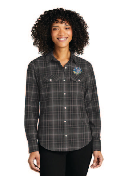 Del Sol Port Authority Long Sleeve Ombre Plaid Shirt Ladies+Mens W672