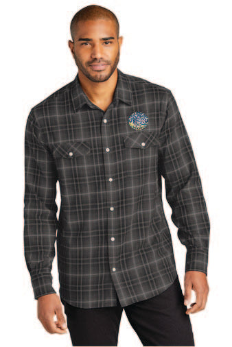 Del Sol Port Authority Long Sleeve Ombre Plaid Shirt Ladies+Mens W672