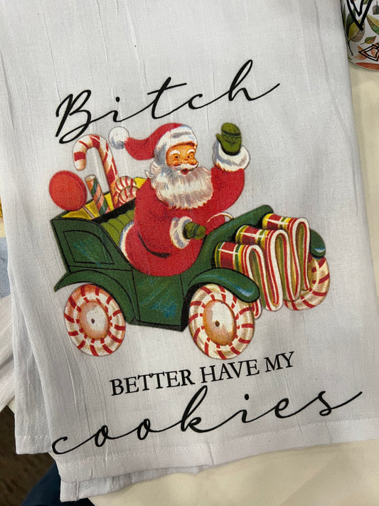Santa Cookie Flour Sack Towel