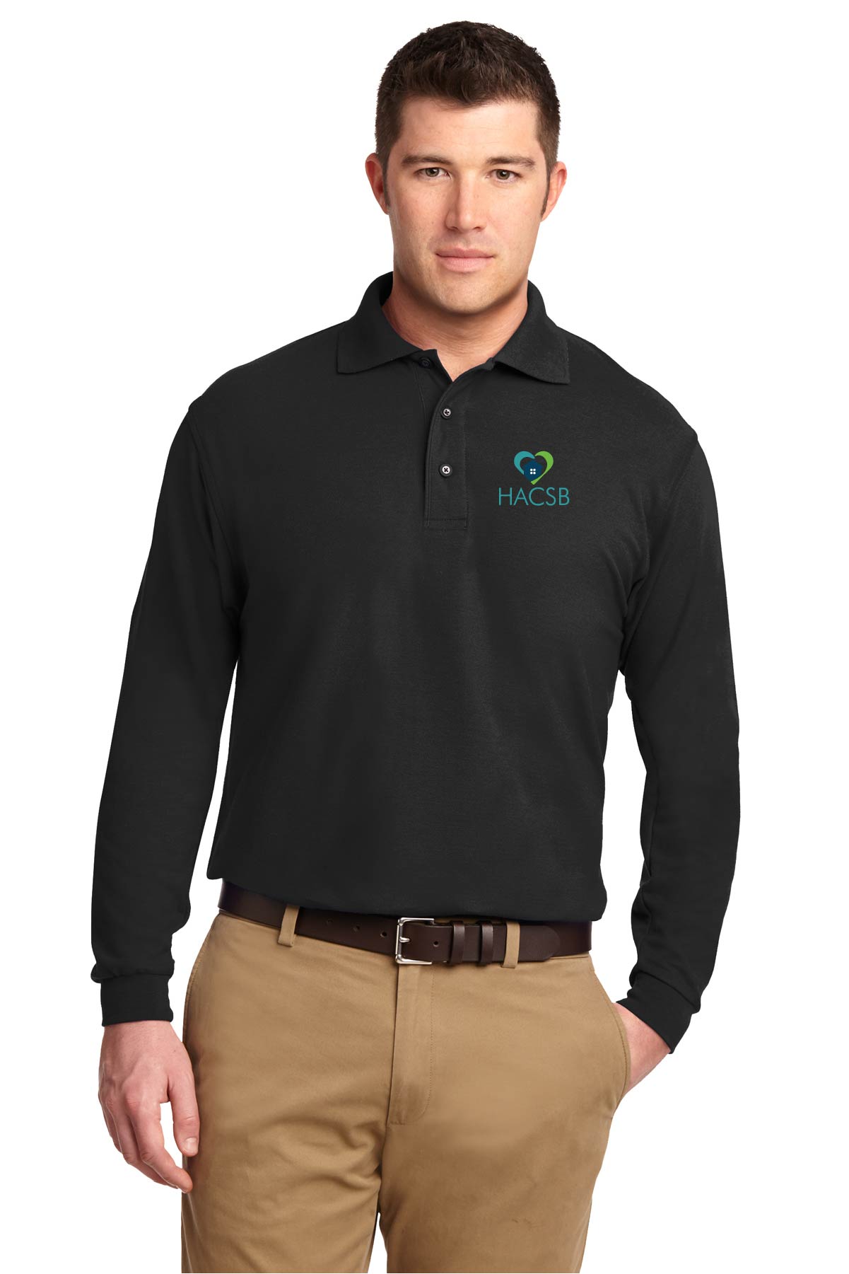Men's  Silk Touch Long Sleeve Polo HACSB