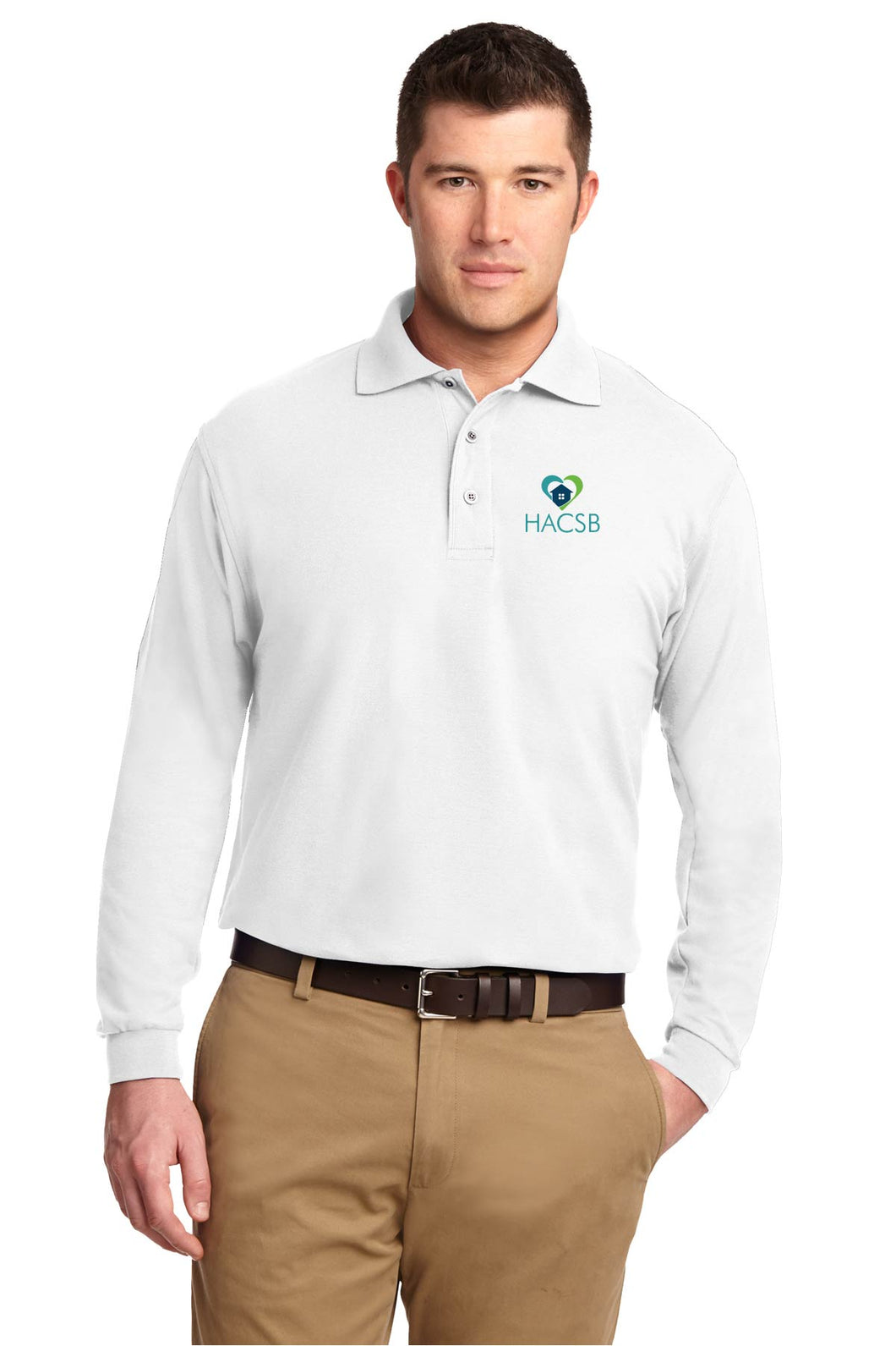 Men's  Silk Touch Long Sleeve Polo HACSB