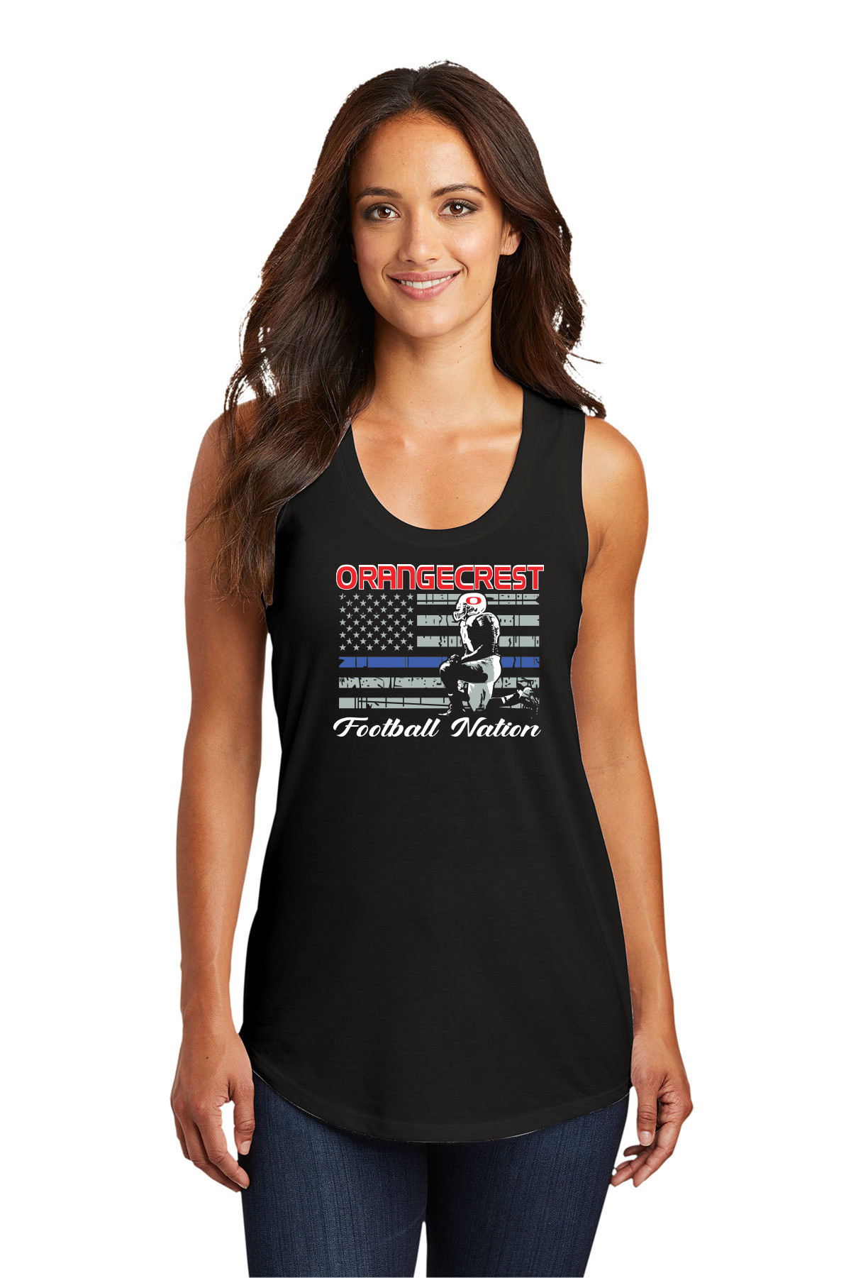 Orangecrest Football Blue Line Flag T-Shirt And Tank